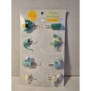 Sun Squad Corn Holders 8 Pack Cactus Dino Whale Parrot  Fun Summer Cobs /0411‎